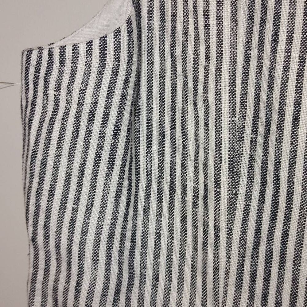 Reformation Women's Striped Sleeveless Leila Linen Romper Blue White Sz 10 - Picture 7 of 11
